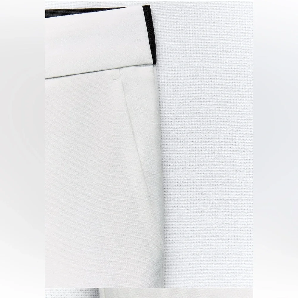 Zara white jogger waist pants with black elastic band - Picture 14 of 16